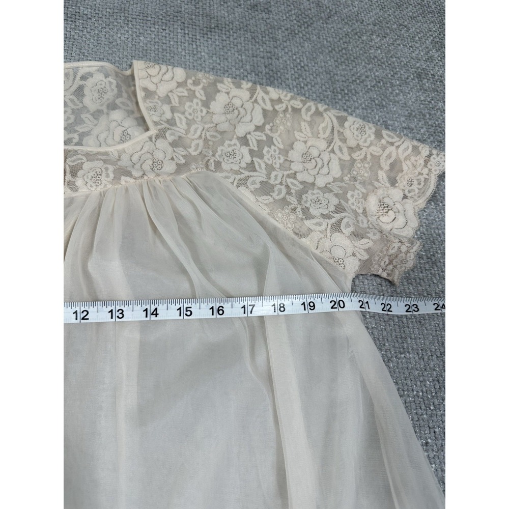 Vintage Lorraine Robe Womens Medium Beige 50s 60s Pegnoir Lace Read - Picture 5 of 11